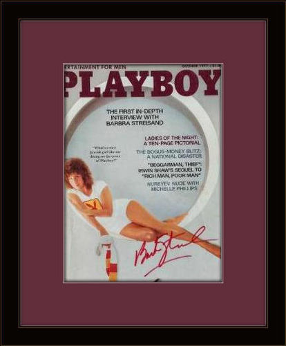 Framed Barbara Streisand Magazine Autograph with COA