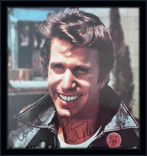 Happy Days Fonzie Winkler Tom Bosley Don Most and Ron Howard Authentic Album Autograph with COA