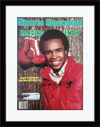 Framed Sugar Ray Leonard Autographed Magazine Cover with COA