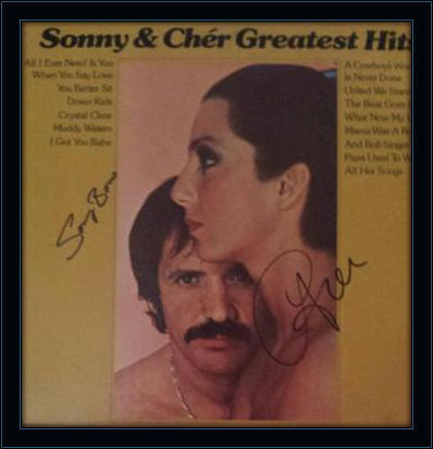 Framed Sonny and Cher LP Autograph with COA