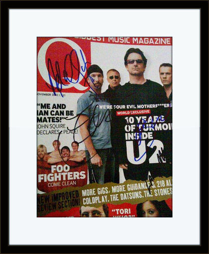 Framed U2 Authentic Autograph with COA