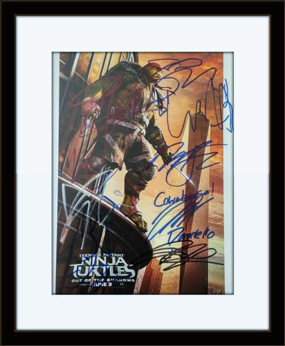 Framed Teenage Mutant Ninja Turtles Cast Authentic Autograph with COA