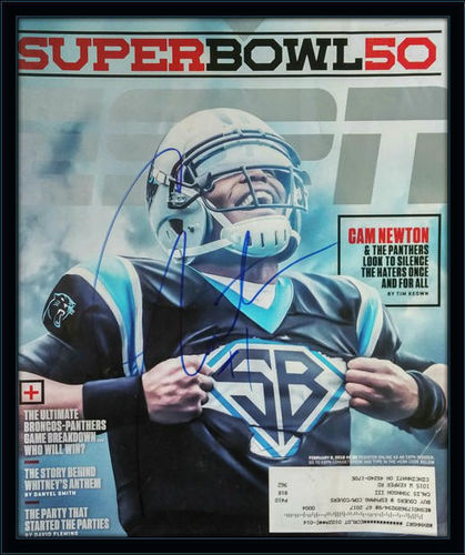 Framed Cam Newton Panthers Autographed Magazine Cover with COA