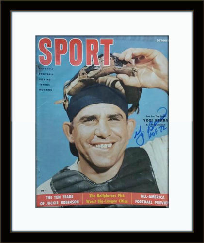 Framed Yogi Berra Sport Magazine Autograph with COA