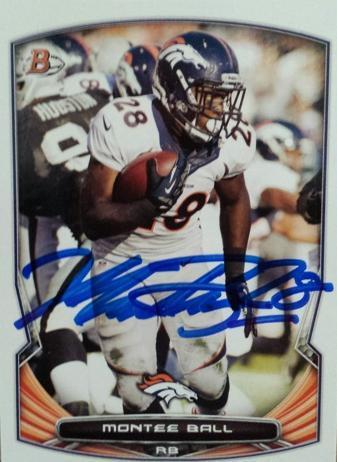 Montee Ball Broncos Autograph on Sports Card with COA