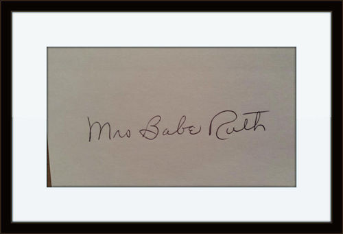 Framed Rare Mrs.Babe Ruth Authentic Autograph with COA