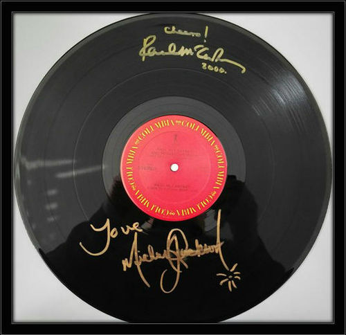 Paul McCartney Michael Jackson LP Autograph Rare with COA