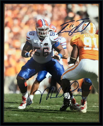 Framed Tim Tebow & Mike Pouncey Autographed Florida Gators with COA