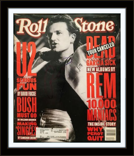 Framed Bono from U2 Authentic Magazine Autograph with COA