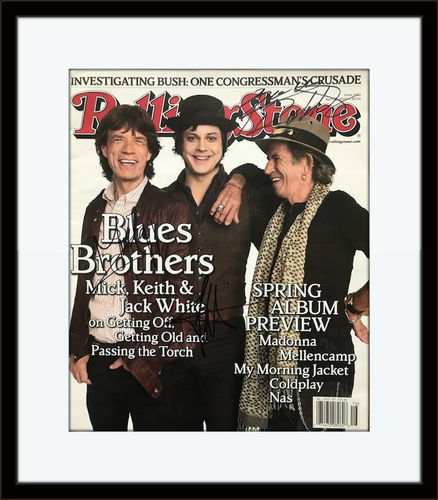 Framed Mick Jagger Keith Richards Jack White Authentic Autograph with Ceritficate of Authenticity