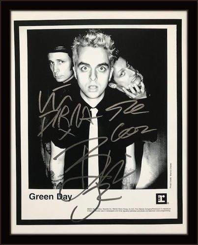 Framed Green Day Band Photo Autograph with Ceritficate of Authenticity