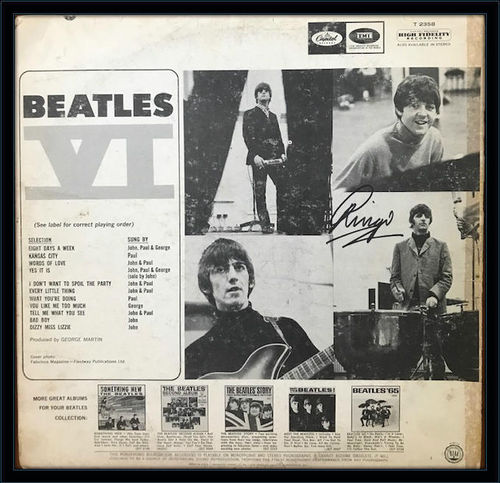 Framed Ringo Starr Beatles LP Autograph with Certificate of Authenticity