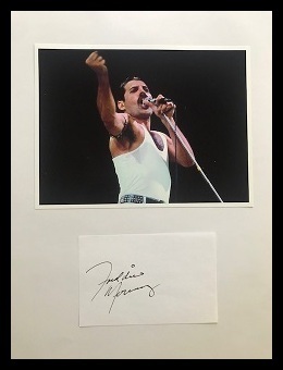 Freddie Mercury Queen Autographed Cut-Sheet Photo with Certificate of Authenticity