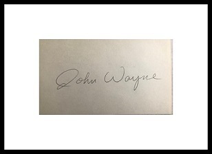 Framed John Wayne Autographed Card with Cerificate of Authenticity
