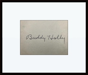 Framed Buddy Holly Autographed Card with Certificate of Authenticity