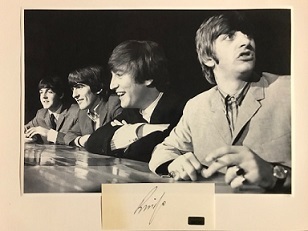 Ringo Starr Beatles Autographed Cut Sheet w/photo Certificate of Authenticity
