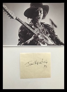 Framed Jimi Hendrix Autograph Cut Sheet Photo with Certificate of Authenticity