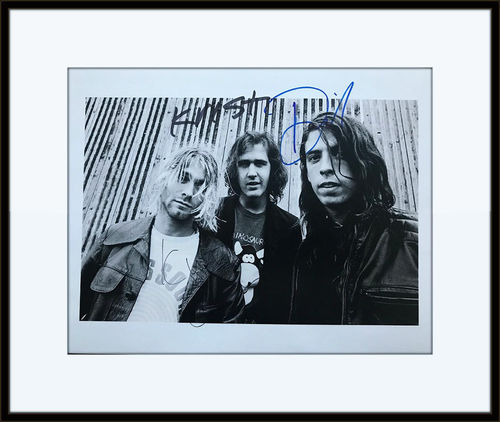 Framed Nirvana Complete Band Autograph with Certificate of Authenticity